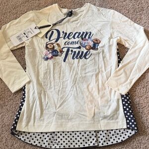 MonnaLisa Cream and Navy Long Sleeve Tee